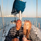 Couple with drinks on boat